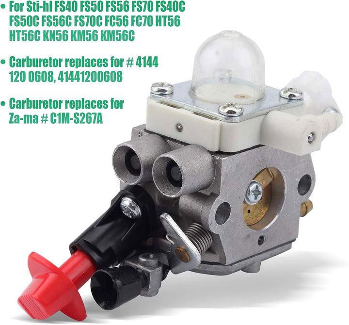 JOJOCY C1M-S267A FS56RC Vergaser-Kit für Stihl FS40 FS50 FS56 FS70 FC56 FC70 HT56 HT56C KN56 Trimmer