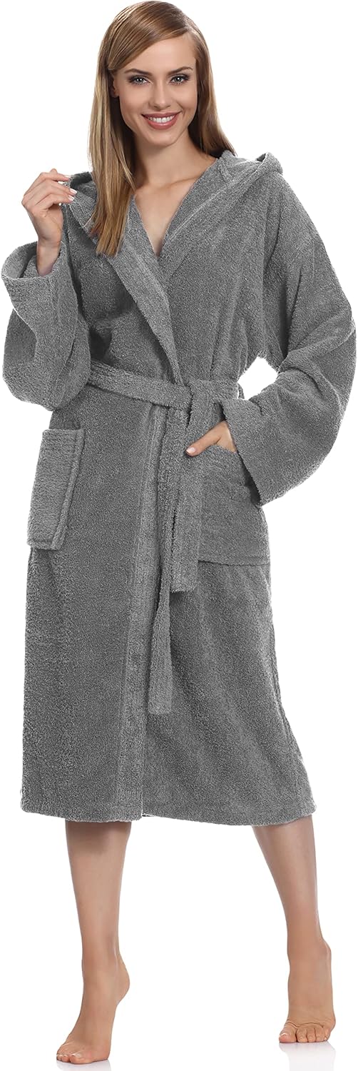 Ladeheid Damen Frottee Bademantel aus 100% Baumwolle LA40-102 S Dunkelgrau-12 (Gramatur 400), S Dunk