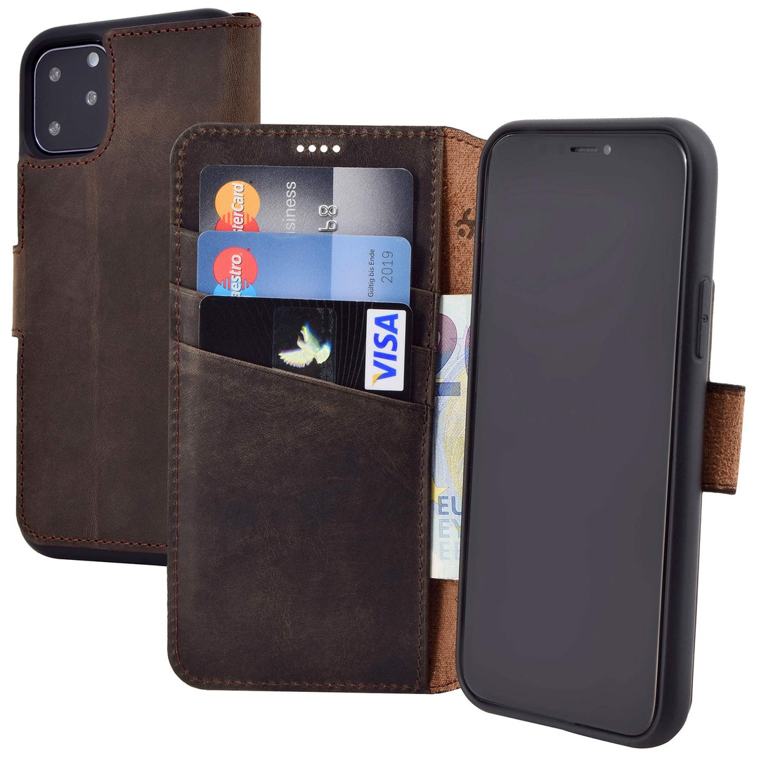 Suncase Book-Style Hülle kompatibel mit iPhone 11 Pro (5.8 Zoll) Leder Tasche (Slim-Fit) Lederhülle