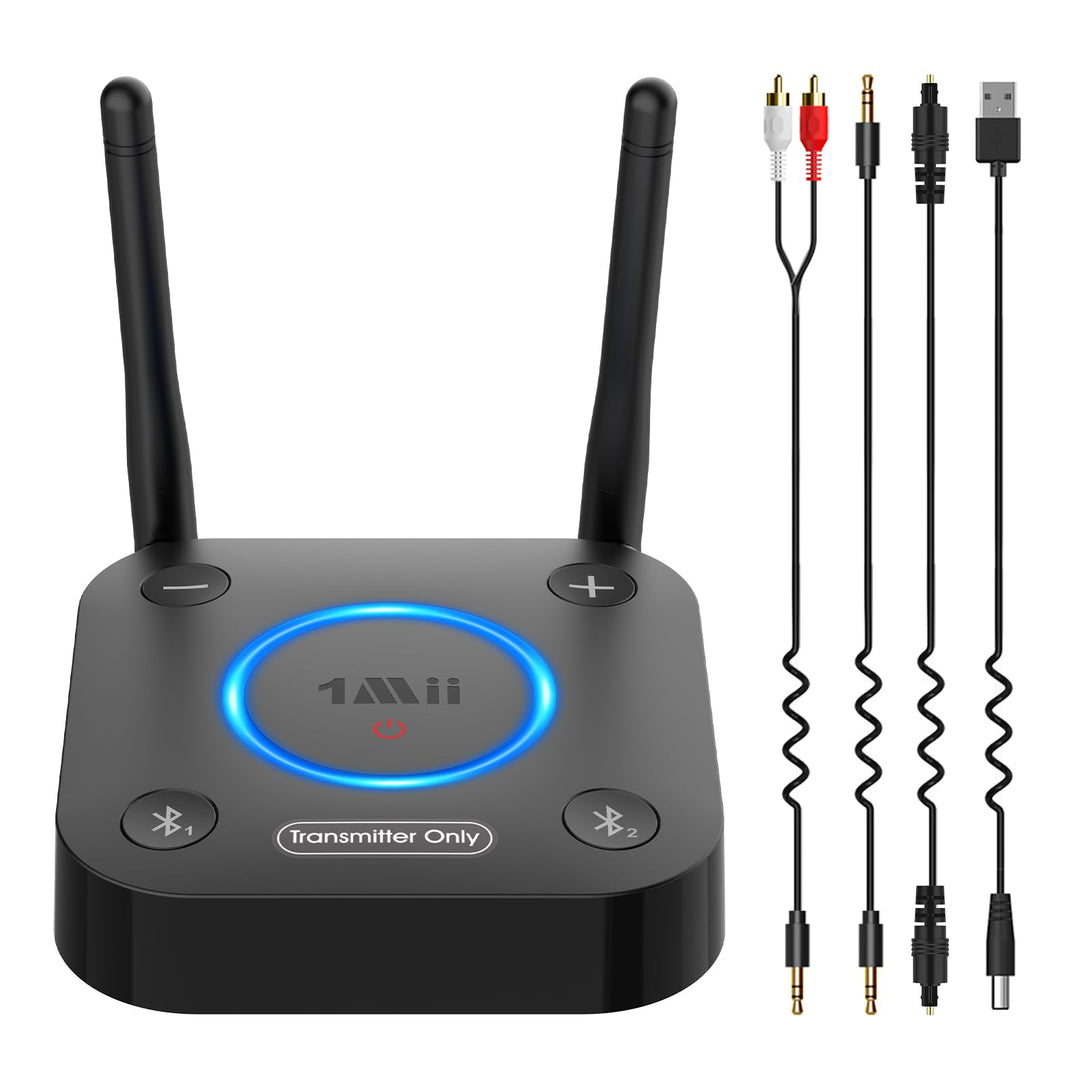 1Mii B06TX Bluetooth 5.3 Sender für TV, Bluetooth Transmitter mit aptX HD & Low Latency, 2 Kopfhörer