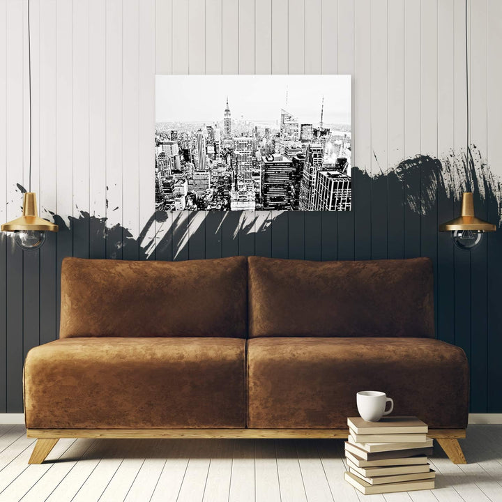 Leinwandbild XXL Wolkenkratzer Wandbild Kunst schwarz-weiss 120x80 cm Leinwandbild 120x80 cm schwarz
