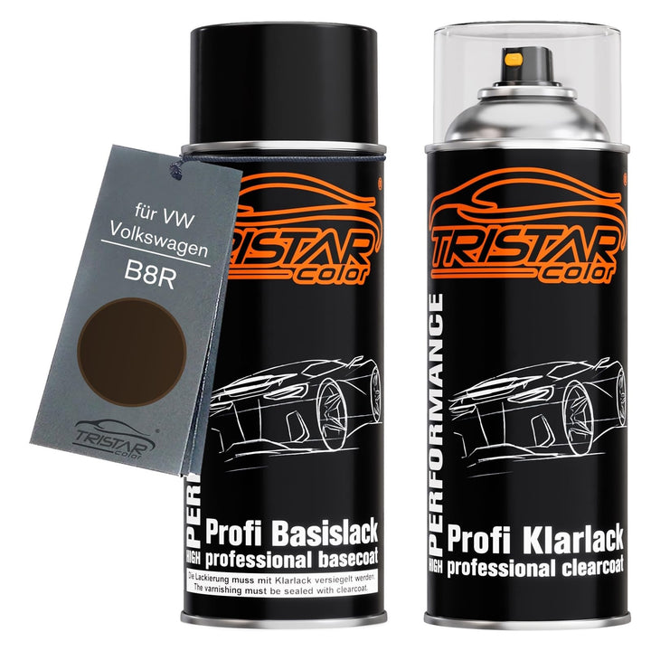 TRISTARcolor Autolack Set Spraydose für VW B8R Black Oak Brown Metallic +1K | für VW / Volkswagen, S