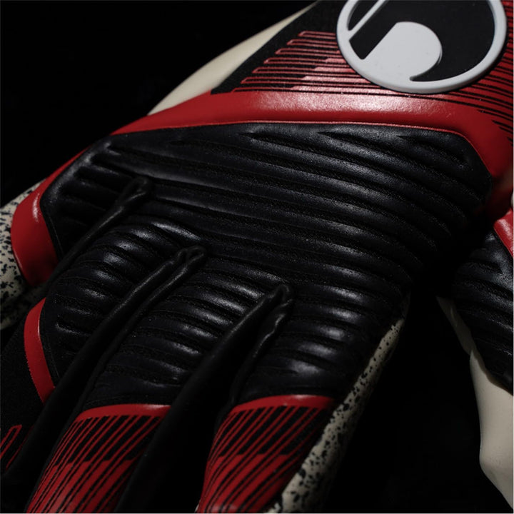 uhlsport Unisex Jugend Powerline Supergrip+ Flex Hn Fussball Torwarthandschuhe 10 schwarz/rot/weiss,