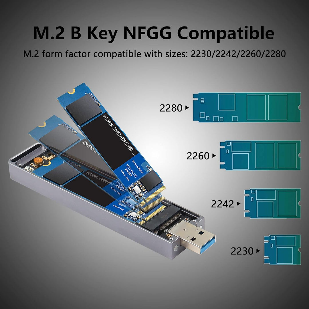 CERRXIAN M.2 B Key SATA SSD Gehäuse Adapter Aluminium Typ A USB 3.0 NGFF Externes Festplattengehäuse