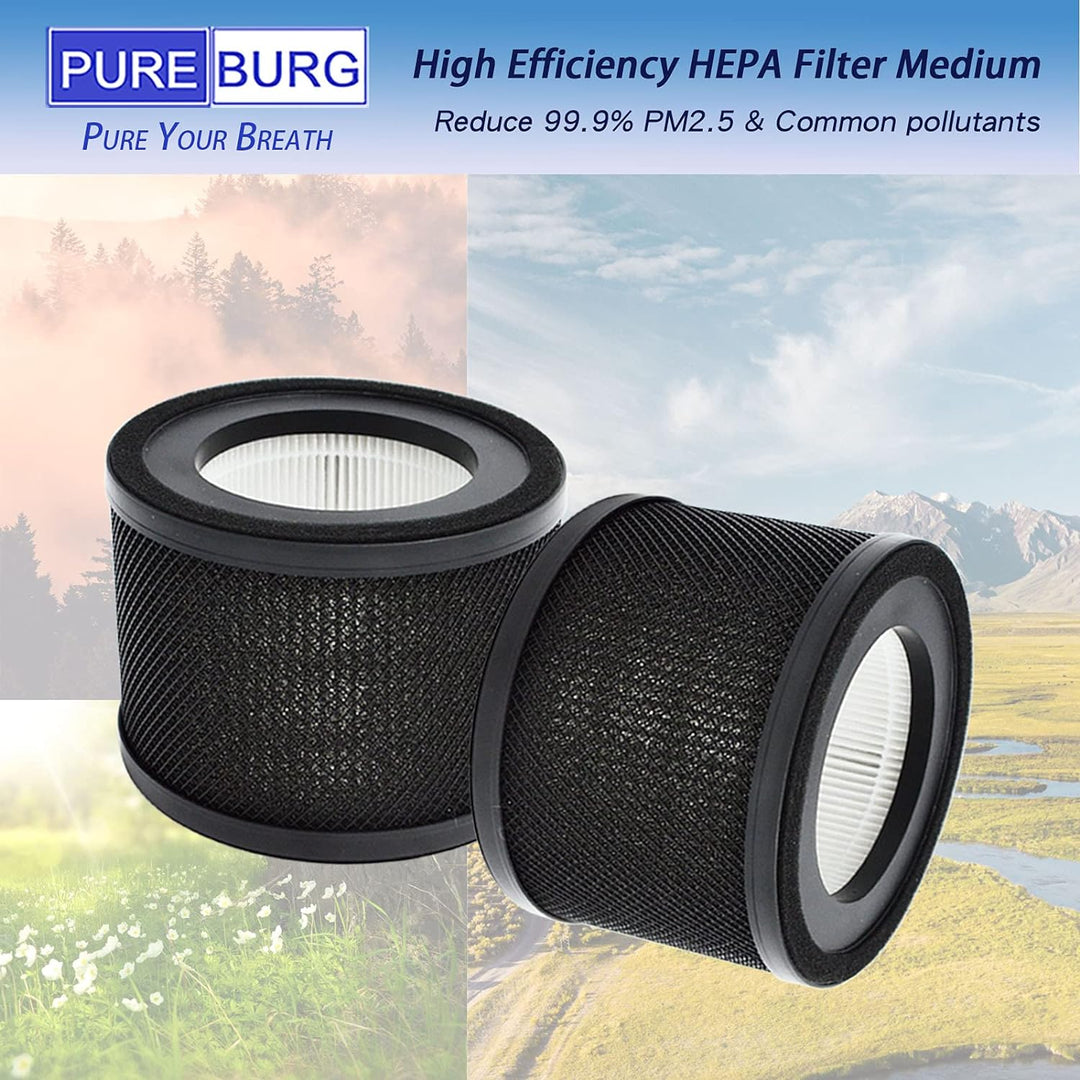 PUREBURG AP001 Ersatzfilter Kompatibel mit HERILIOS HS-AP001 & TaoTronics TT-AP001 Luftreiniger,H13
