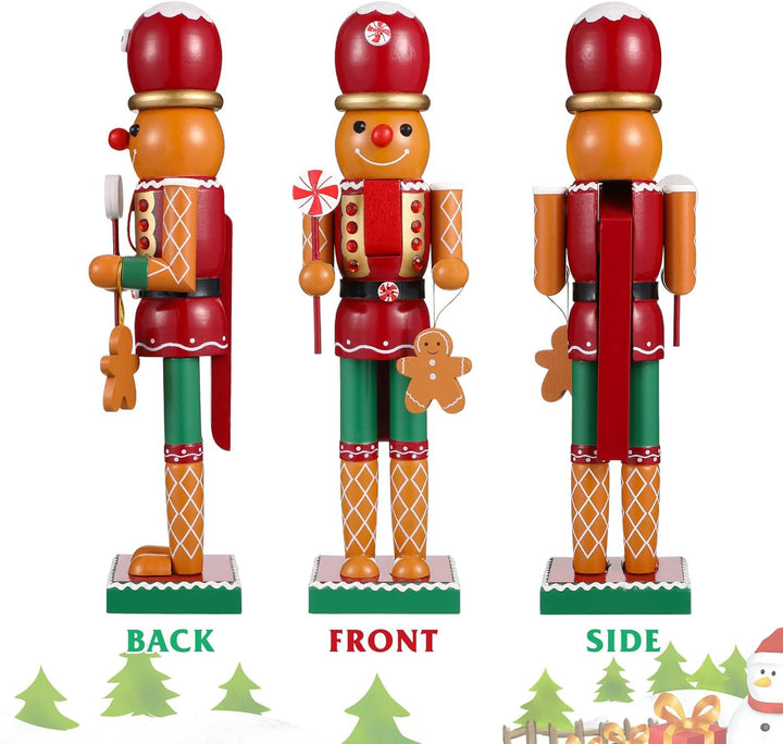 Hemobllo Nussknacker Figur Gross, 35cm Nussknacker Weihnachten Holz Deko Ingwerkuchenmeister Handgef