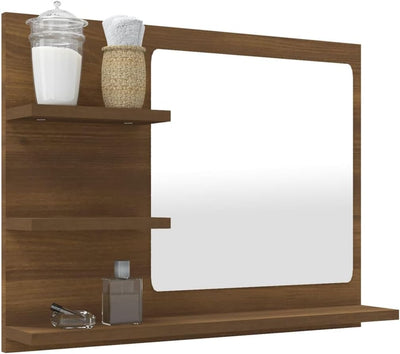 MNISDFL Unterschrank Bad Waschbeckenunterschrank Badspiegel Braun Eiche-Optik 60x10,5x45 cm Holzwerk