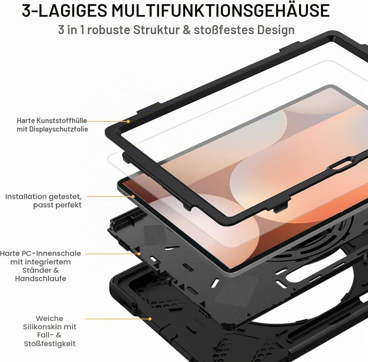 Gerutek Hülle für Samsung Galaxy Tab S7 FE/Tab S8 Plus/Tab S7 Plus 12,4 Zoll mit Displayschutz, Stos