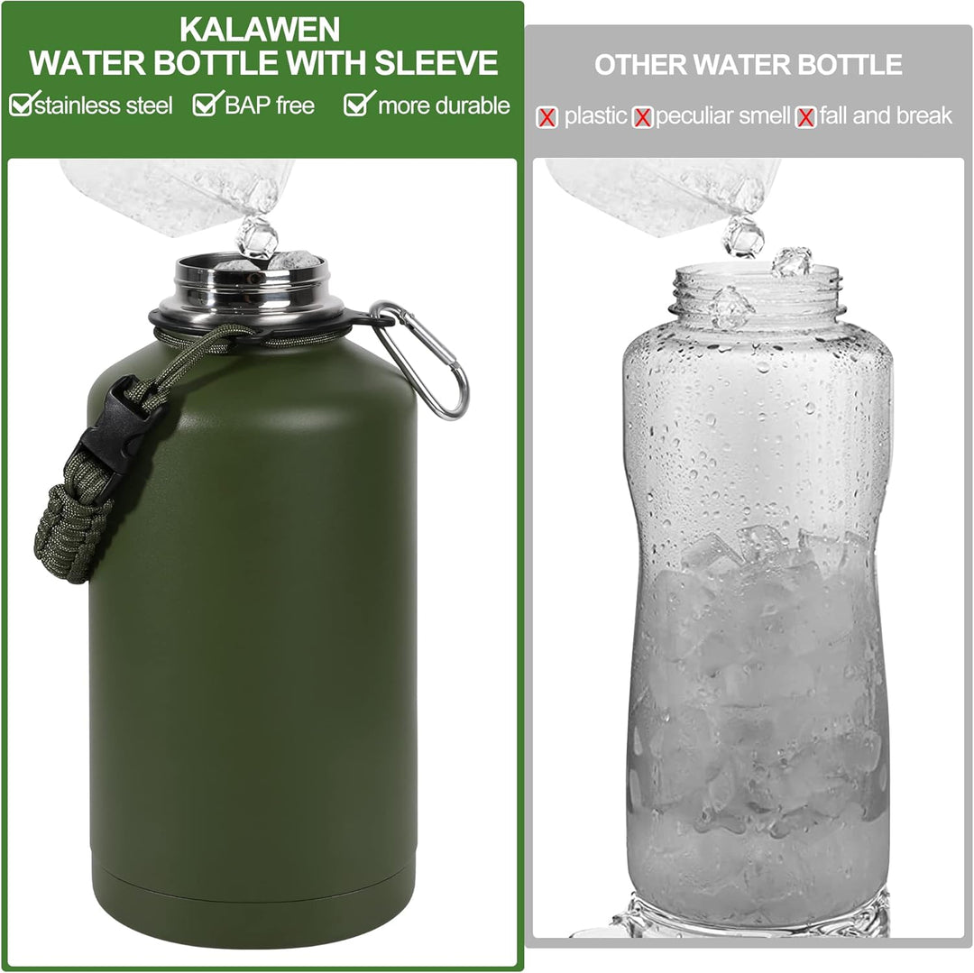 Kalawen Trinkflasche Edelstahl 2,2L Sportflasche Fitness Wasserflasche Auslaufsicher Hält 48h Thermo