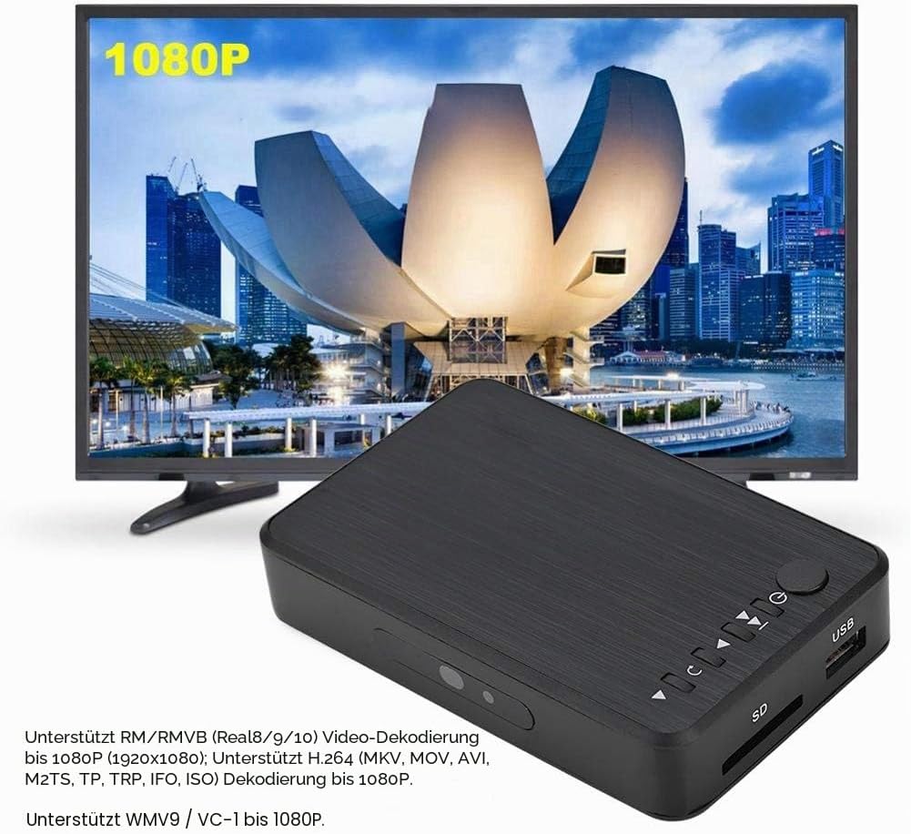 HDMI Multi Media Player, 1080P Full HD Digital Media Player Medienspieler mit Fernbedienung für RM R