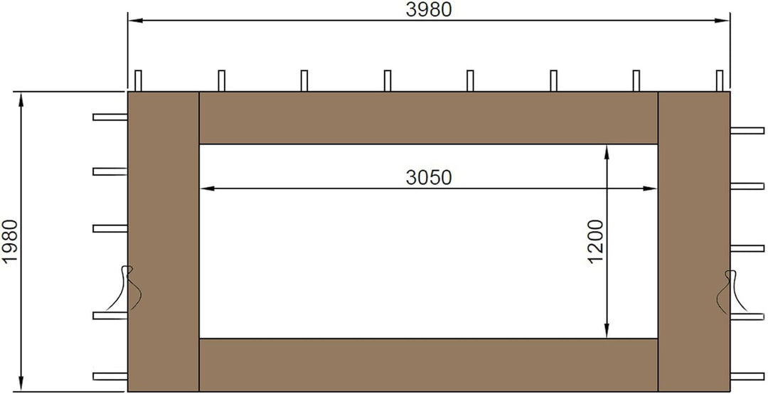 QUICK STAR 2 Seitenteile 300 / 400x197cm mit PE Fenster für Pavillon 3x4m Seitenwand Sand