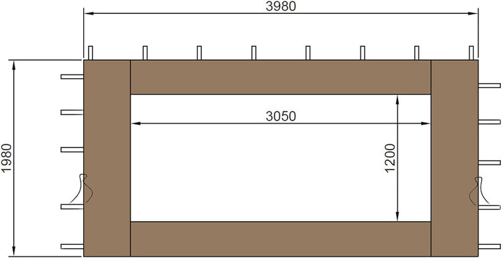 QUICK STAR 2 Seitenteile 300 / 400x197cm mit PE Fenster für Pavillon 3x4m Seitenwand Sand