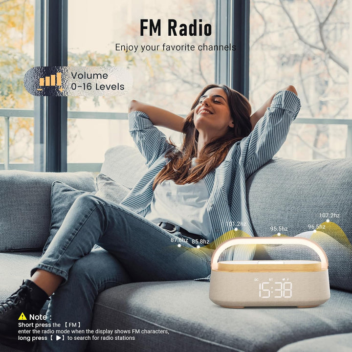 COLSUR Radiowecker Digital mit Wireless Charger, Bluetooth Lautsprecher mit USB-Ladegerät, Smart Wec
