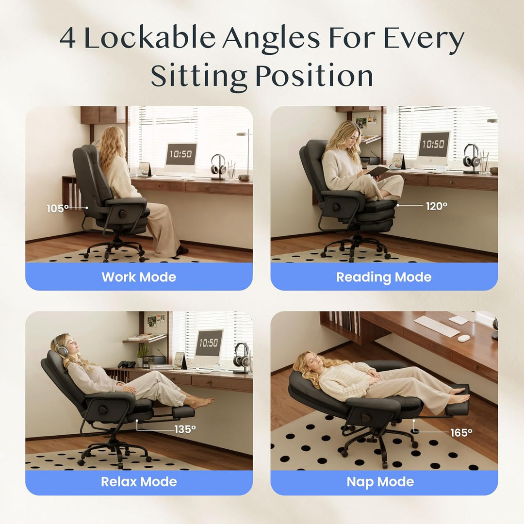 FLEXISPOT Luno Chefsessel Ergonomischer Bürostuhl mit Fussstütze | 160° Liegefunktion, Katzenkratzfe