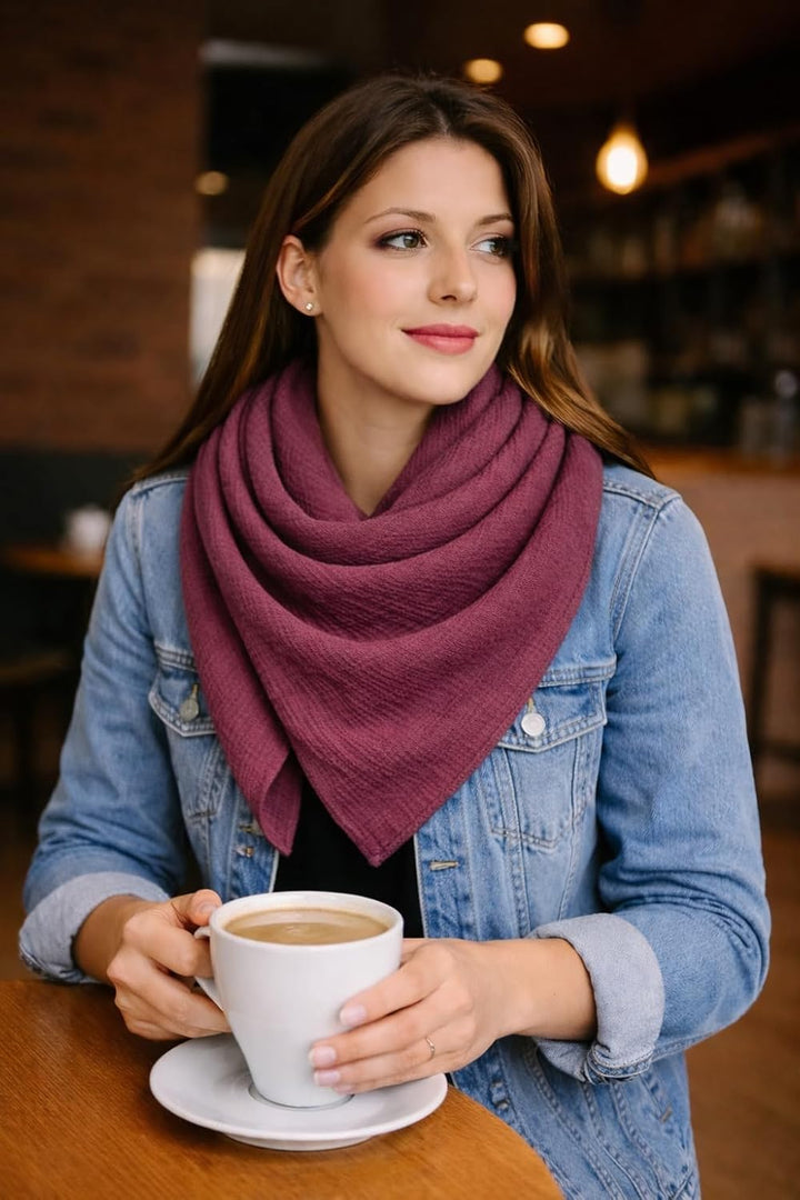XXL Musselintuch für Damen und Herren (Beere mit silbernen Punkten), Beere