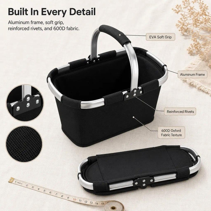 21L Faltbar Einkaufskorb,Picknickkorb,Tragekorb mit gepolstertem Griff,ideal für Einkaufen,Picknick