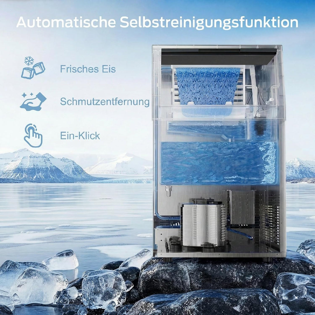 HOMCOM Kommerzielle Eiswürfelmaschine 45kg/24H selbstreinigend Eismaschine mit 7,5 kg Speicher, Time
