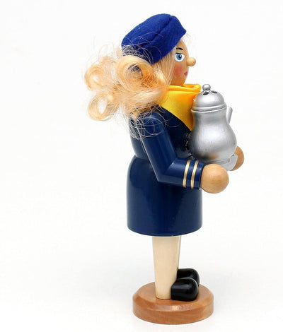 Dekohelden24 Holz Räucherfigur/Räucherfrau als Stewardess/Flugbegleiterin, L/B/H: 10,5 x 8 x 19,5 cm