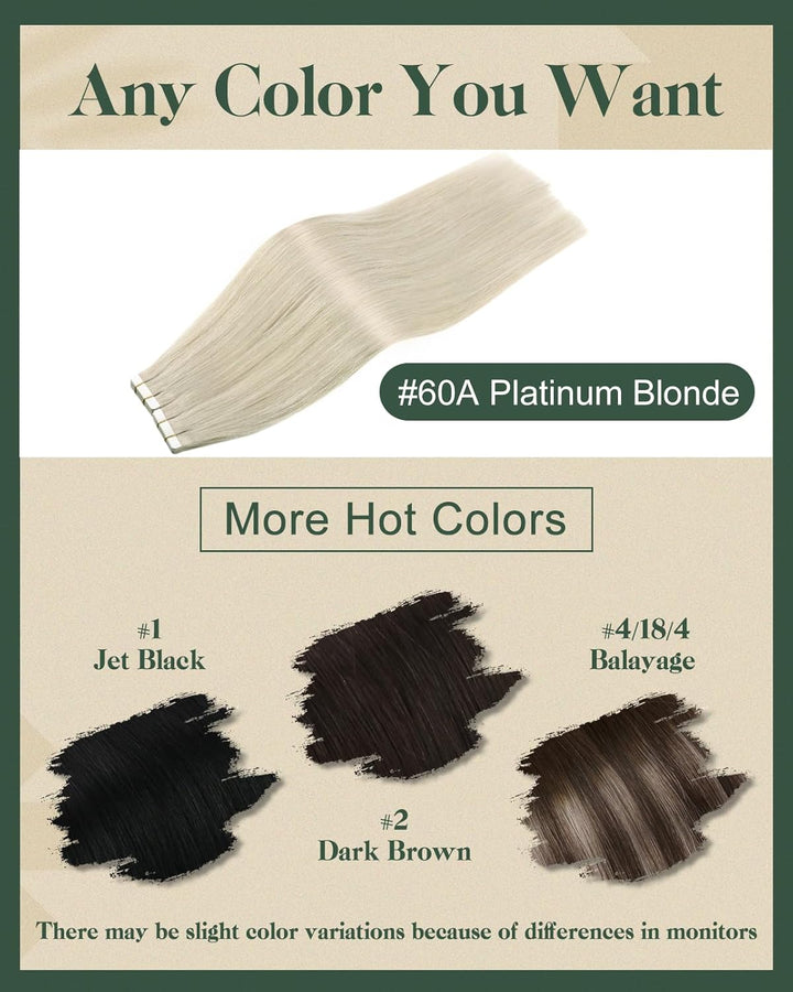 Ugeat Invisible Tape Extensions Echthaar Weissblond Echthaar Extensions Tape in Remy Haar Seamless H