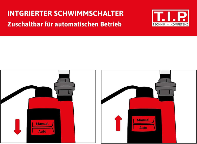 T.I.P. 30191 I-Compac 13000 Schmutzwasser Drainage-Tauchpumpe (bis 13.000 l/h Fördermenge, Förderhöh