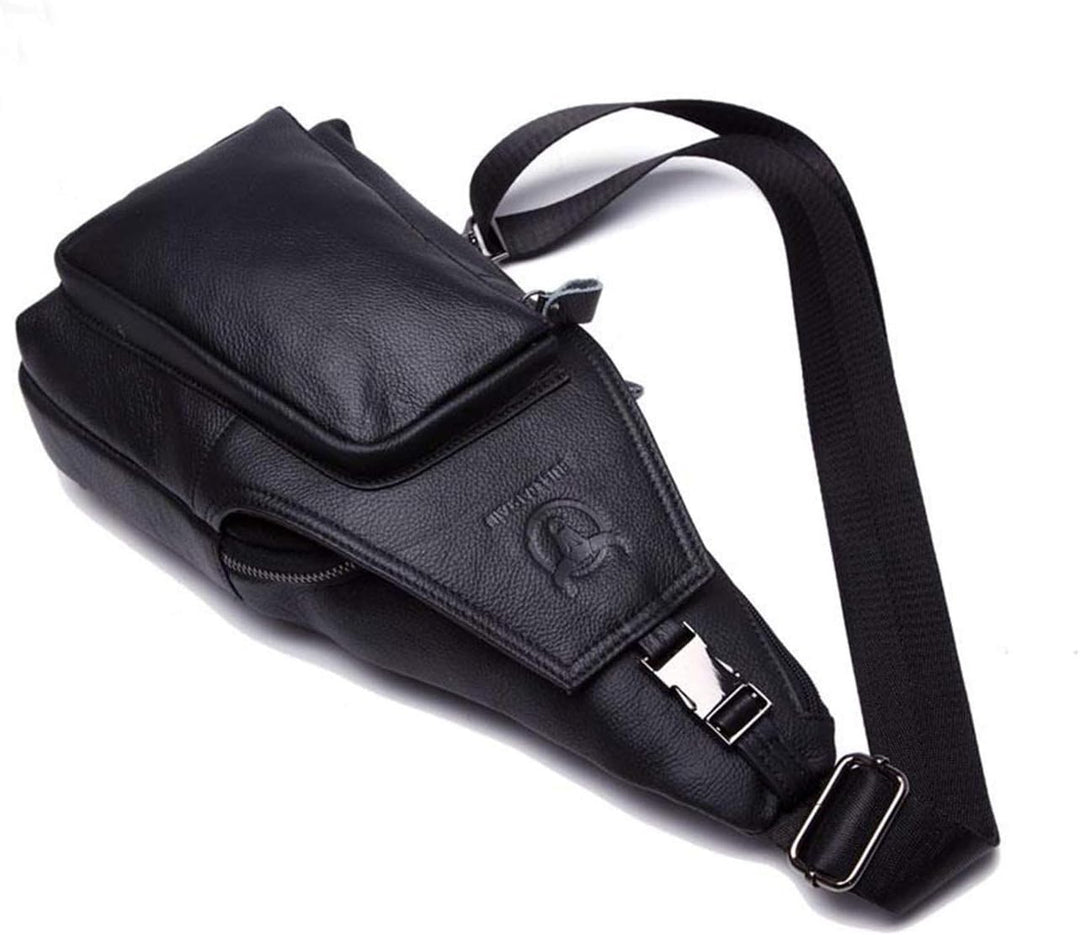 BULLCAPTAIN Herren Brusttasche aus Leder Umhängetasche Herren Rucksäcke Schultertaschen Taschen für