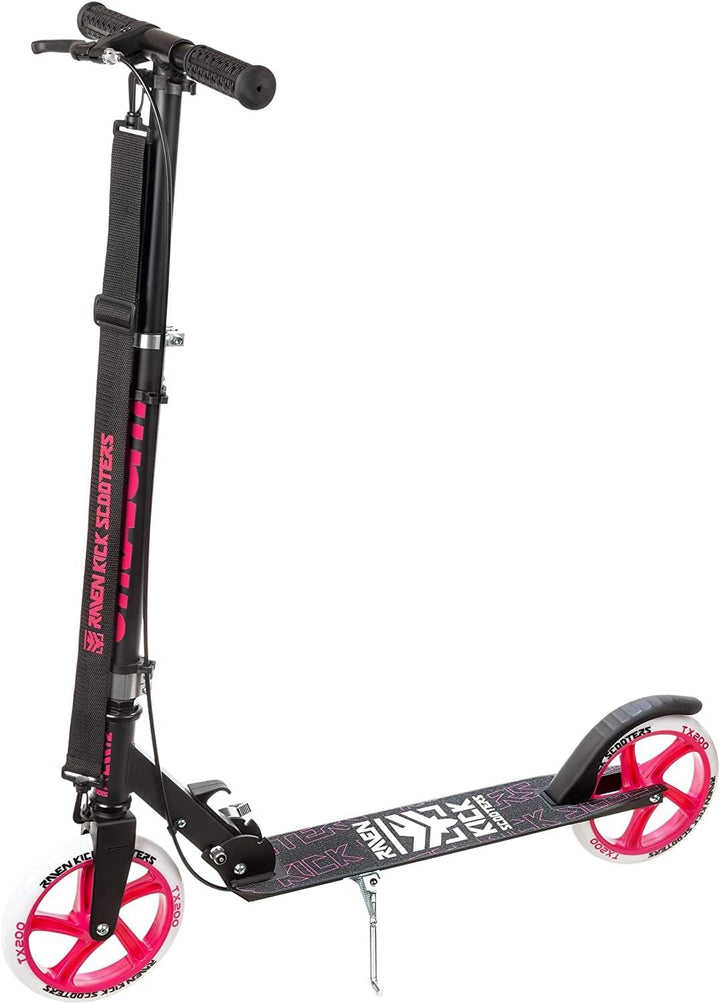 Raven Scooter, Roller, Tretroller, Kinderroller, 200mm mit Handbremse Straight Black/Pink, Straight