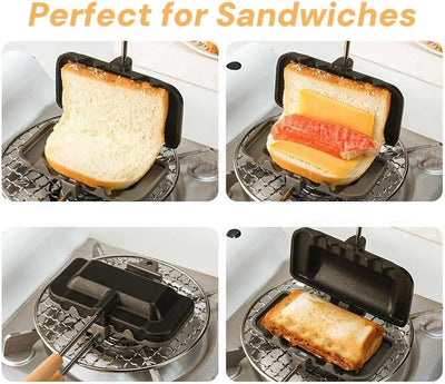 Topyond Sandwichmaker,Sandwichtoaster,Doppelseitige Sandwicheisen,Toastpfanne mit Hitzebeständigem,R