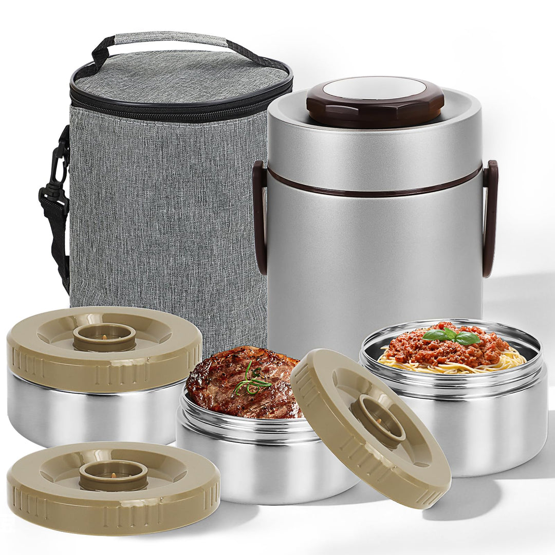 3-lagige Isolierte Lunchbox Edelstahl, 2.0L Vakuum Isolierter Lebensmittelbehälter für Warm- &amp; Kalth