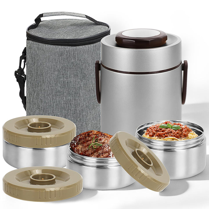 3-lagige Isolierte Lunchbox Edelstahl, 2.0L Vakuum Isolierter Lebensmittelbehälter für Warm- &amp; Kalth