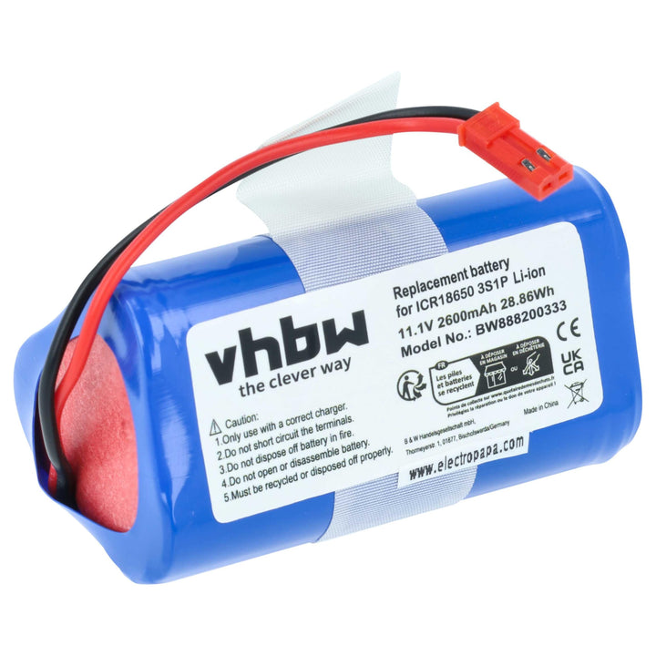 vhbw Akku kompatibel mit Medion MD 16192 Home Cleaner Heimroboter (2600mAh, 10,8V, Li-Ion)