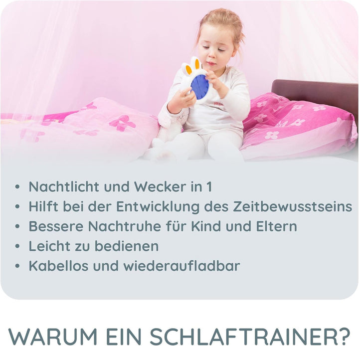 Alecto BC100BUNNY Kinderwecker - Nachttischlampe hilft Kindern EIN Zeitgefühl zu bekommen -Nachtlich