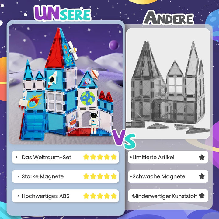 cossy Magnetische Bausteine, 42 Teile Magnetbausteine für Kinder Polizei-Thema, Magnetspiel für Kind