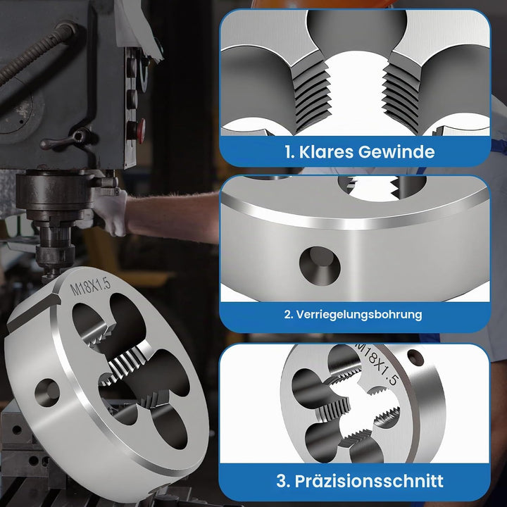 2 Stück M18 X 1,5mm Gewindeschneider und Gewindeschneideisen, Gewindeschneid set M18* 1,5mm，Metrisch