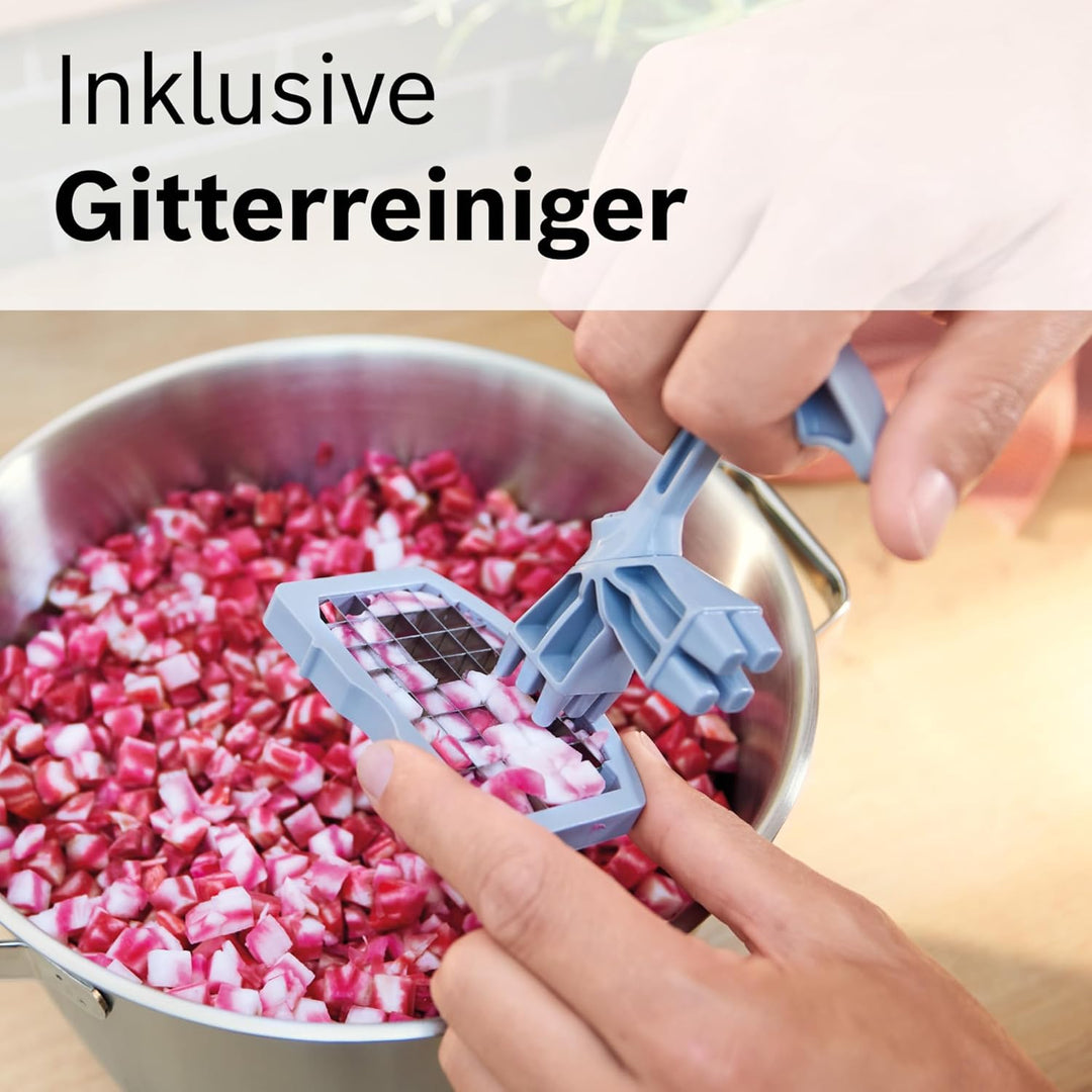 Bosch Zubehör MUZS68CC, Würfelschneider, gleichmässige Würfel, Würfeleinsatz 9 mm, inklusive Gitterr