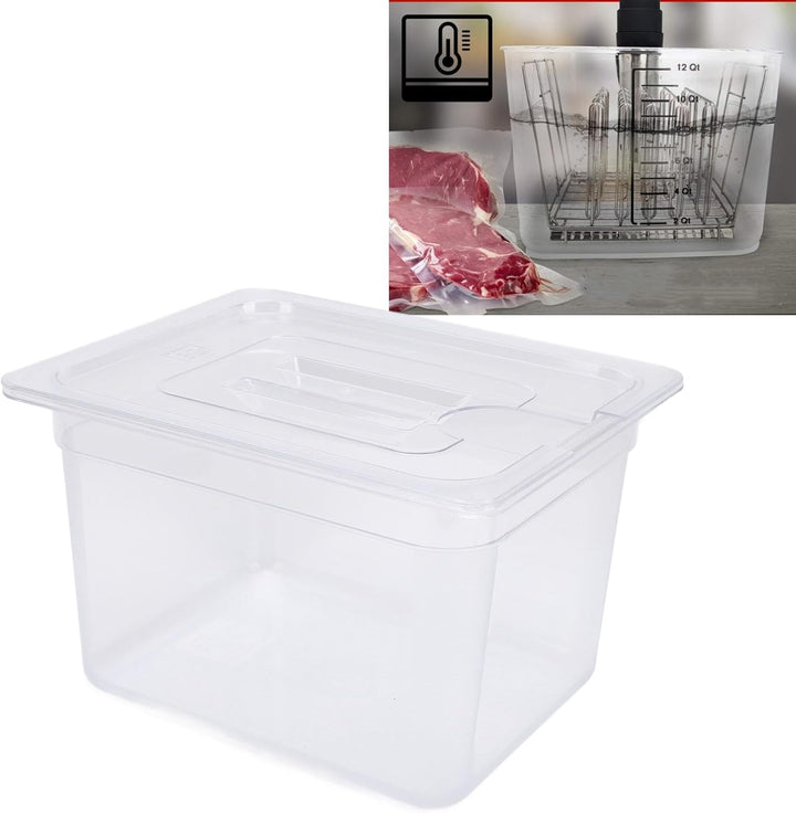 Sous Vide Behälter mit Deckel und Rack, 12L grosses Fassungsvermögen Slow Cooker Behälter Lebensmitt