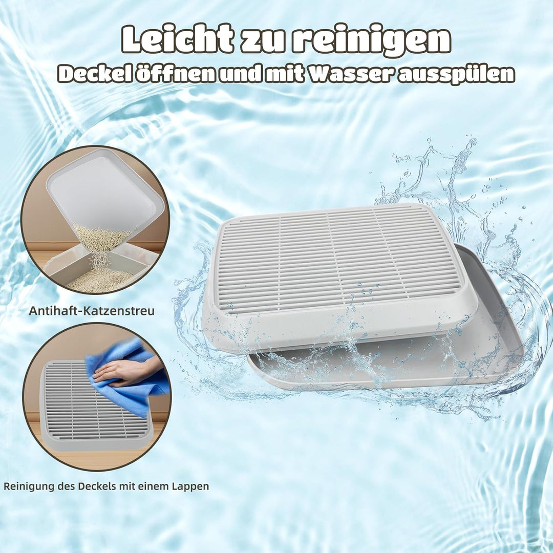 Katzenrampe für Katzentoilette, Katzen-Trittleiter mit Filterfunktion, doppellagige, waschbare und l