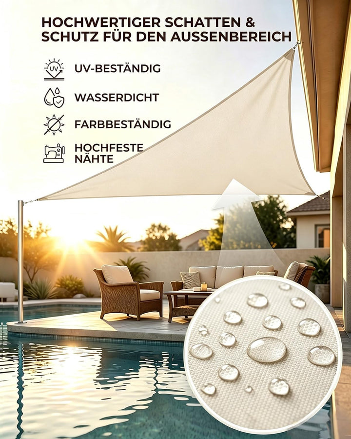Sonnensegel Dreieckig 3x4x5m Wasserdicht, Sonnenschutz Windschutz, Premium HDPE Wetterbeständig Atmu