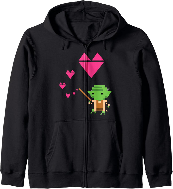 Star Wars Yoda Pixel Pink Hearts Valentine's Kapuzenjacke