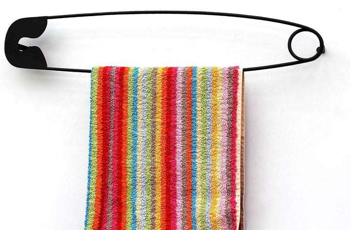 DanDiBo Design Handtuchhalter Handtuchstange Sicherheitsnadel 62 cm Garderobe Wand Büro Schwarz Meta