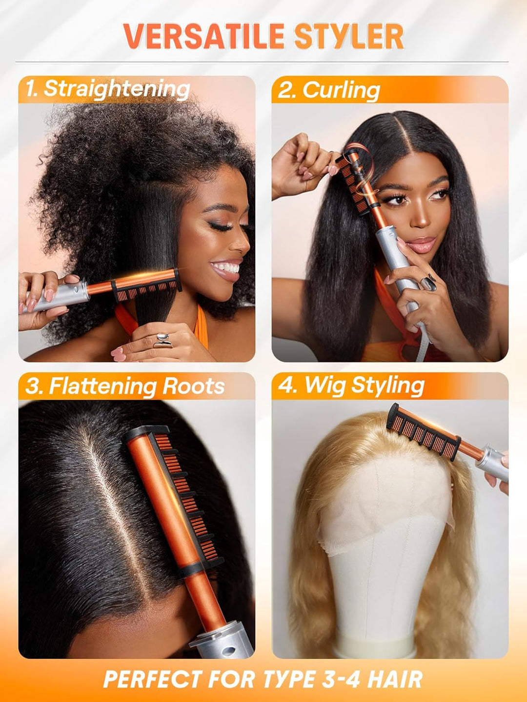 SHEGLAM Hitzeschutz-Glätteisen mit Glanzbeschichtung, Professioneller Glättungsbürste mit Gloss Pro™