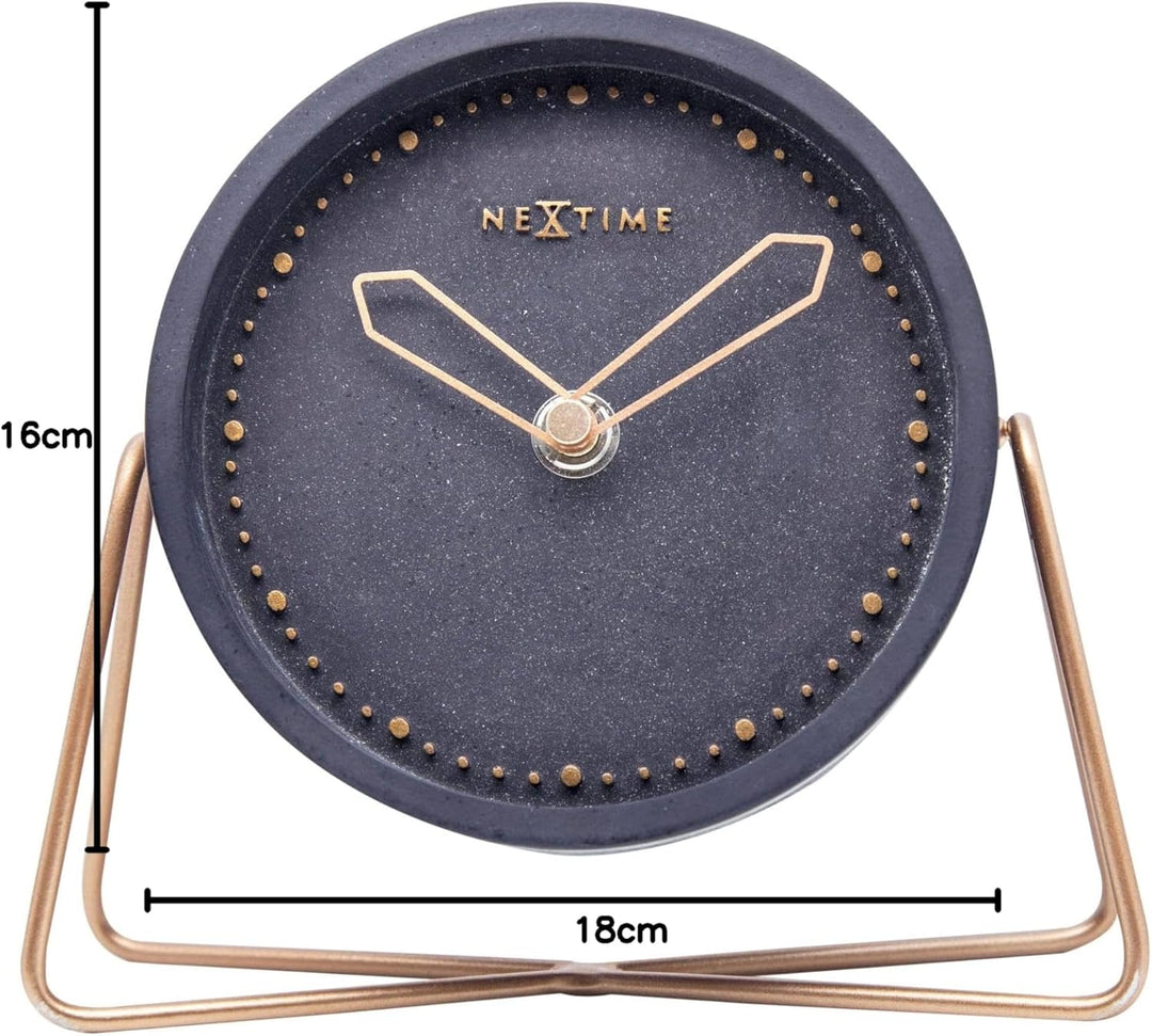 NeXtime 5204ZW Tischuhr CROSS TABLE, lautlos, rund, Stein / Metall, 17,5 x 15,5 cm