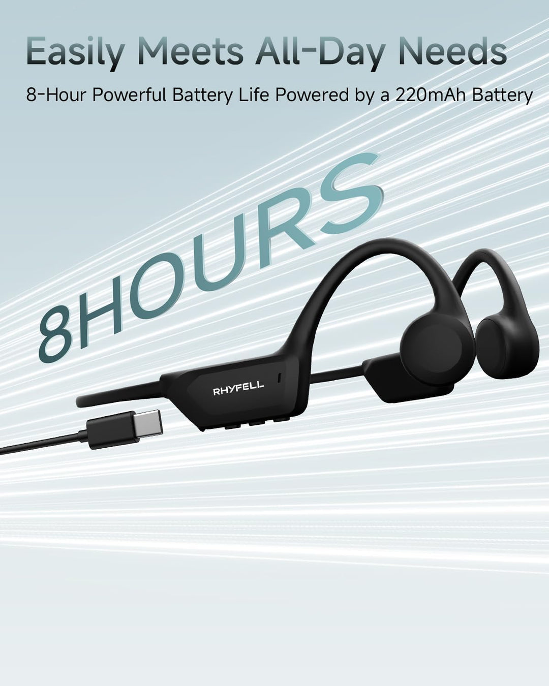 Knochenschall Kopfhörer, Open Ear Bluetooth 6.0 Sportkopfhörer, 8 Std Spielzeit, 28g Ultraleicht, US