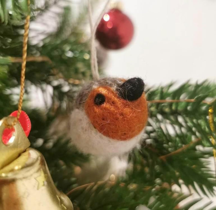 Én Gry & Sif Rotkehlchen-Anhänger aus Filz, Weihnachts-Deko - 3 Stück (rot), Rot