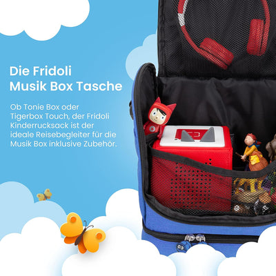 fridoli Kinderrucksack | Toniebox Tasche | blau | Akku Aufladen in der Tasche | bis zu 20 Toniefigur