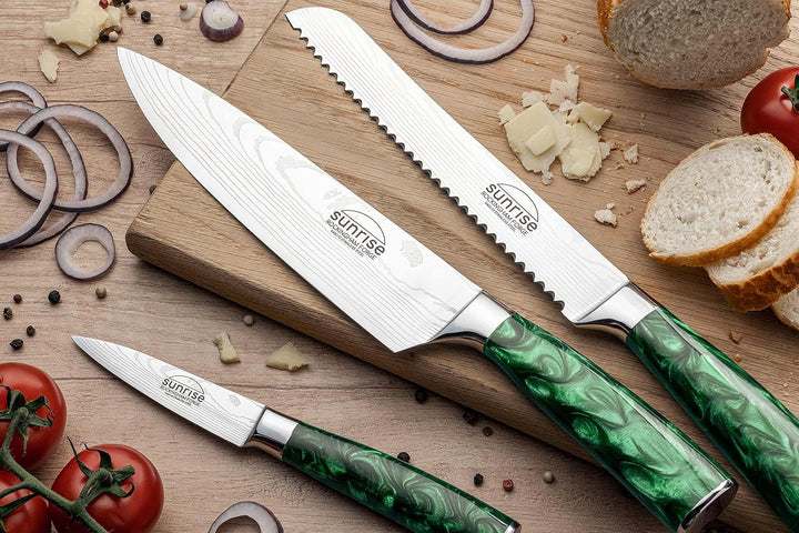 Rockingham Forge Sunrise Collection Emerald smaragd 7-Stück Messerblock mit hochwertiger Klinge aus