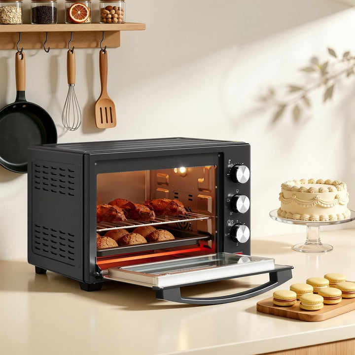 WOLTU Mini Backofen 25 Liter, 1500 Watt Toasterofen | Pizzaofen | Krümelblech mit Timer Minibackofen