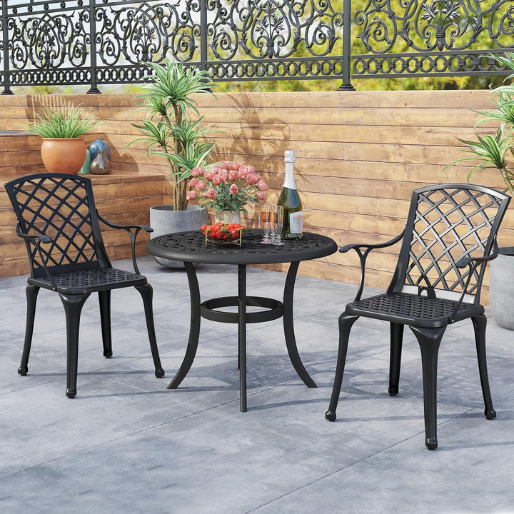 GOPLUS 2er Set Gartenstühle, Balkonstühle mit bequemen Armlehnen & gebogener Rückenlehne & breiter S