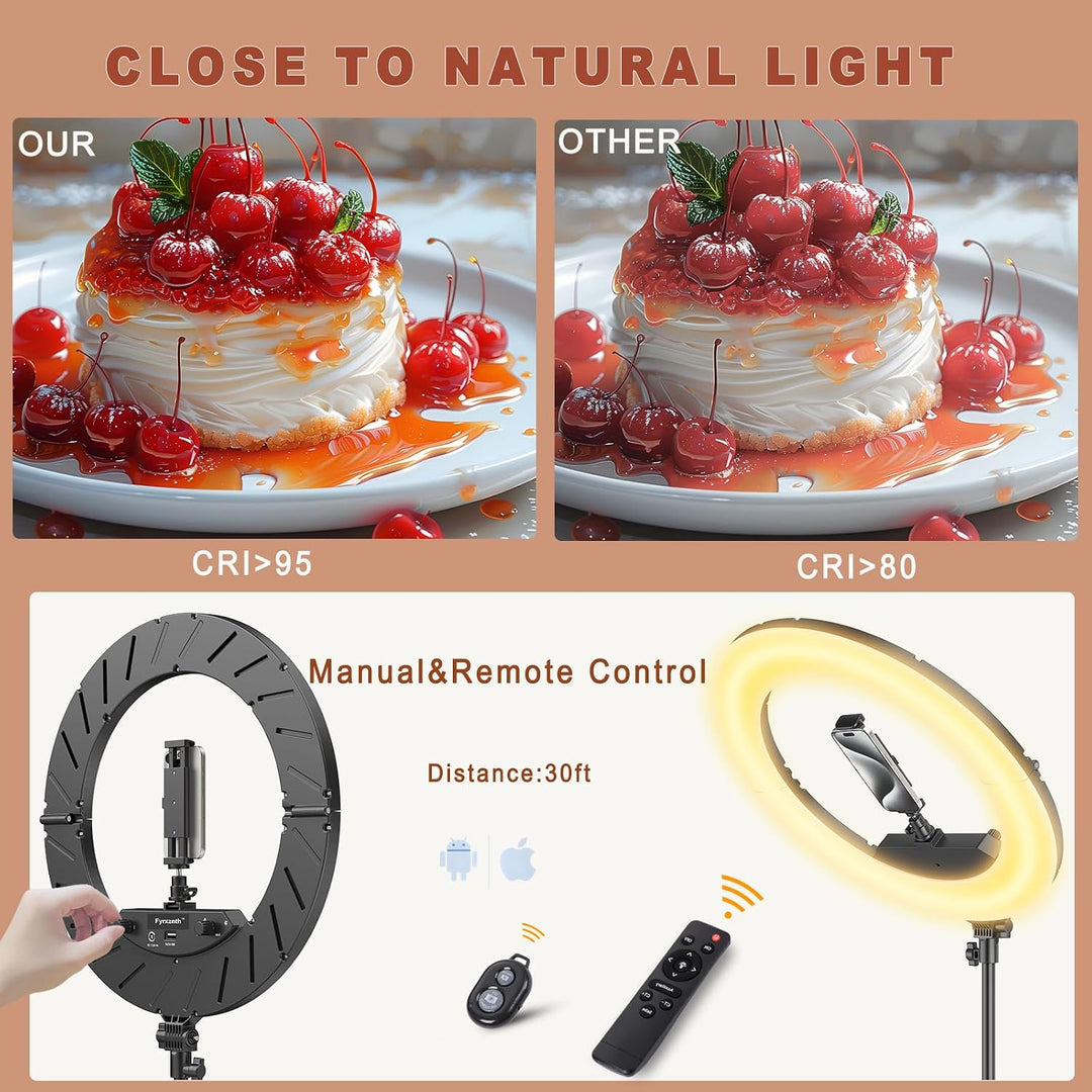 Ringlicht 45,7 cm mit Ständer, 55 W 6700 K LED-Licht, 160 cm Stativ, verstellbarer Telefonständer, f