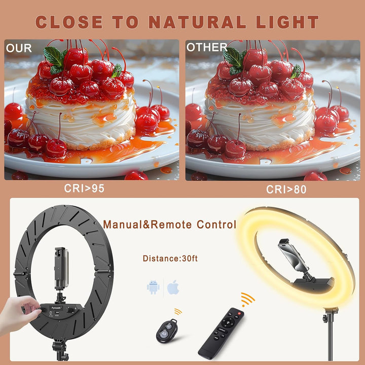 Ringlicht 45,7 cm mit Ständer, 55 W 6700 K LED-Licht, 160 cm Stativ, verstellbarer Telefonständer, f