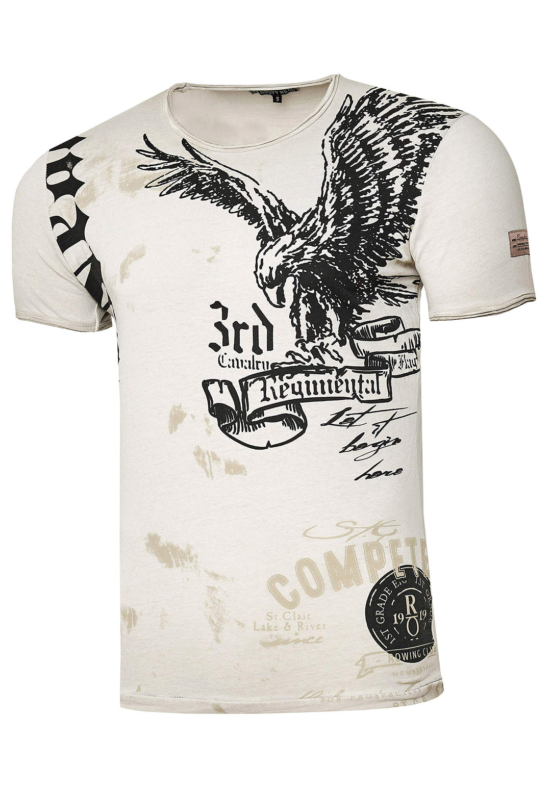 Rusty Neal Herren T-Shirt Rundhals USA Adler Tee Shirt Kurzarm Regular Fit Stretch 100% Baumwolle S